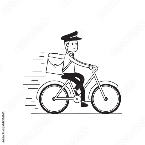 Illustration of postman riding bicycle