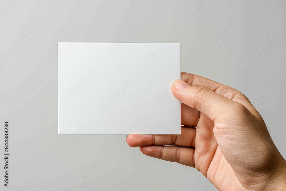 Blank White Card Mockup on Hand created with Generative AI Blank White Card Mockup on Hand created with Generative AI