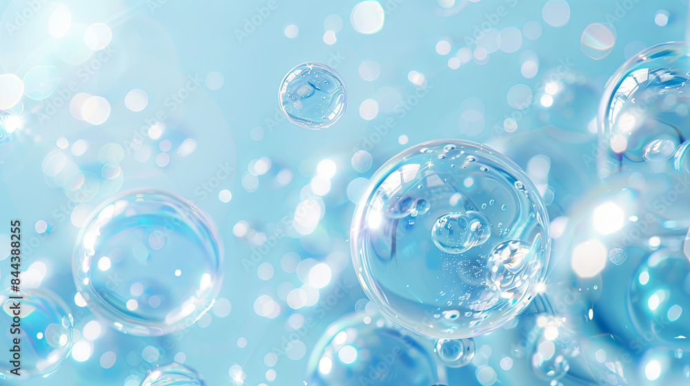 Dreamy Light Blue Background with High-Resolution Transparent Bubbles, Ethereal Atmosphere, Digital Illustration, and 3D Rendering Style Dreamy Light Blue Background with High-Resolution Transparent Bubbles, Ethereal Atmosphere, Digital Illustration, and 3D Rendering Style