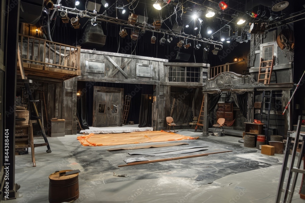 The Empty Stage Awaits: A Backstage Look at a Theater Set Under Construction