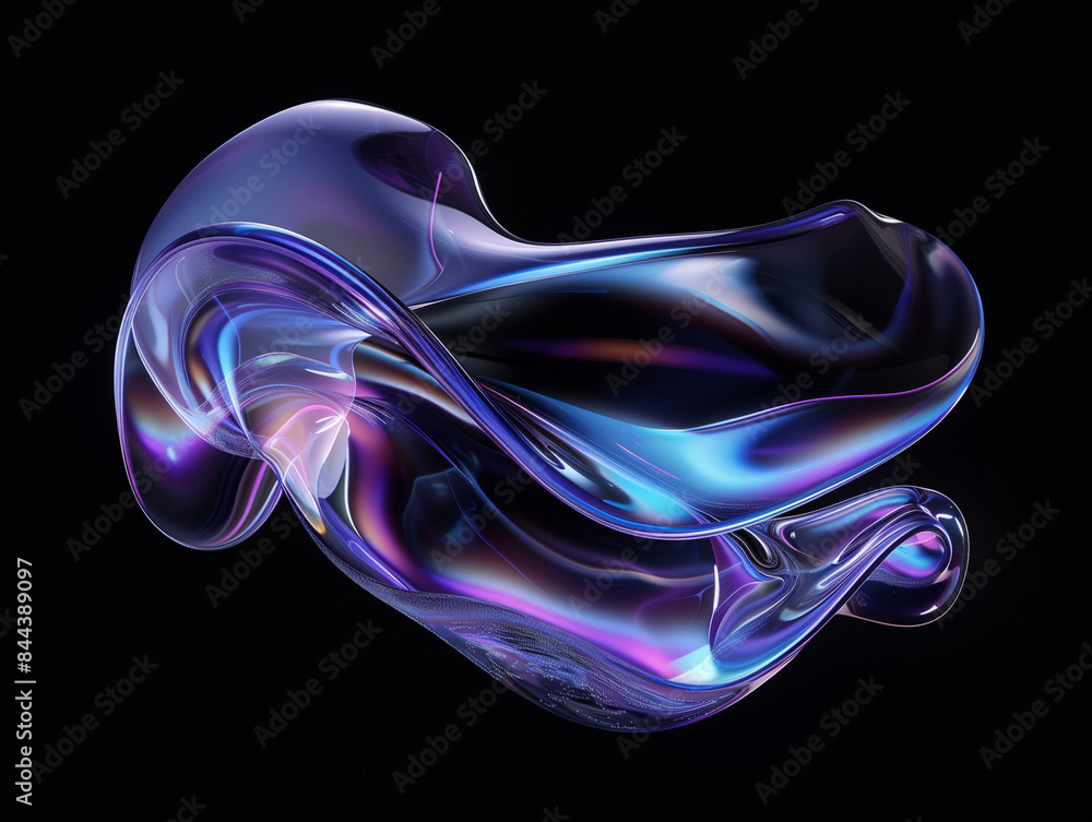 Abstract technical figure of liquid suspension shape, blue purple tone Abstract technical figure of liquid suspension shape, blue purple tone