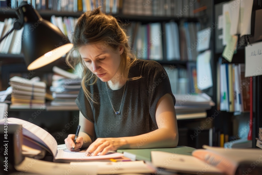 A Moment of Focused Concentration in a Home Office A Moment of Focused Concentration in a Home Office