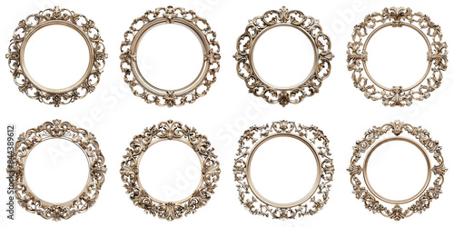Set of Elegant Victorian Frame Decorations isolated on transparent png background. Generative ai