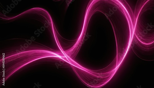 Bright purple pink abstract elegant waves on black background. © soyibakter