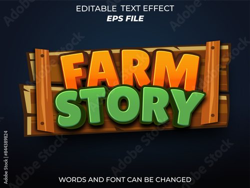 farm story text effect, font editable, typography, 3d text for games. vector template