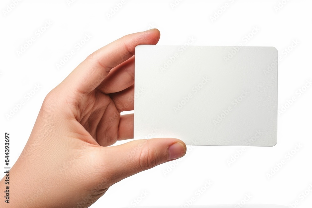 Blank White Card Mockup on Hand created with Generative AI Blank White Card Mockup on Hand created with Generative AI