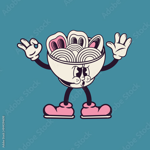 Retro character design of ramen