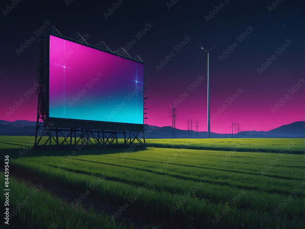 Obraz premium Futuristic Neon Portal in Twilight Fields