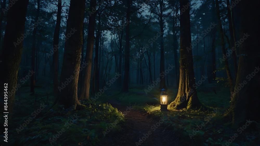 Mystical night in dark but beautiful forest full of wonder and magic essence with moon view Mystical night in dark but beautiful forest full of wonder and magic essence with moon view
