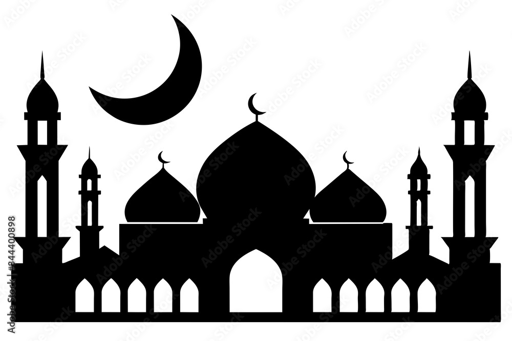 mosques silhouette vector illustration