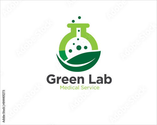 green lab with leaf and bottle lab logo designs for traditional medicine logo