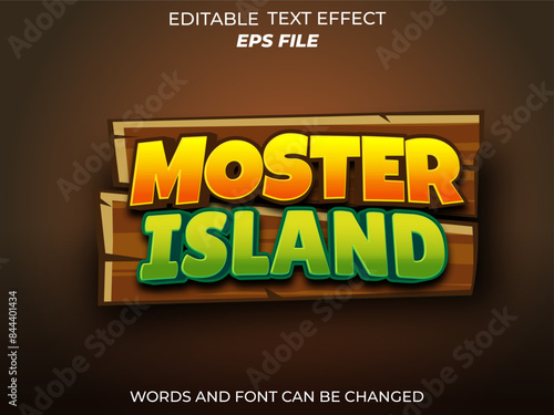 monster island text effect, font editable, typography, 3d text for games. vector template