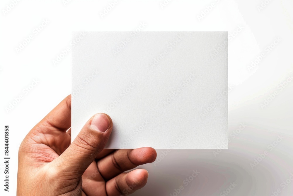 Obraz premium Blank White Card Mockup on Hand created with Generative AI