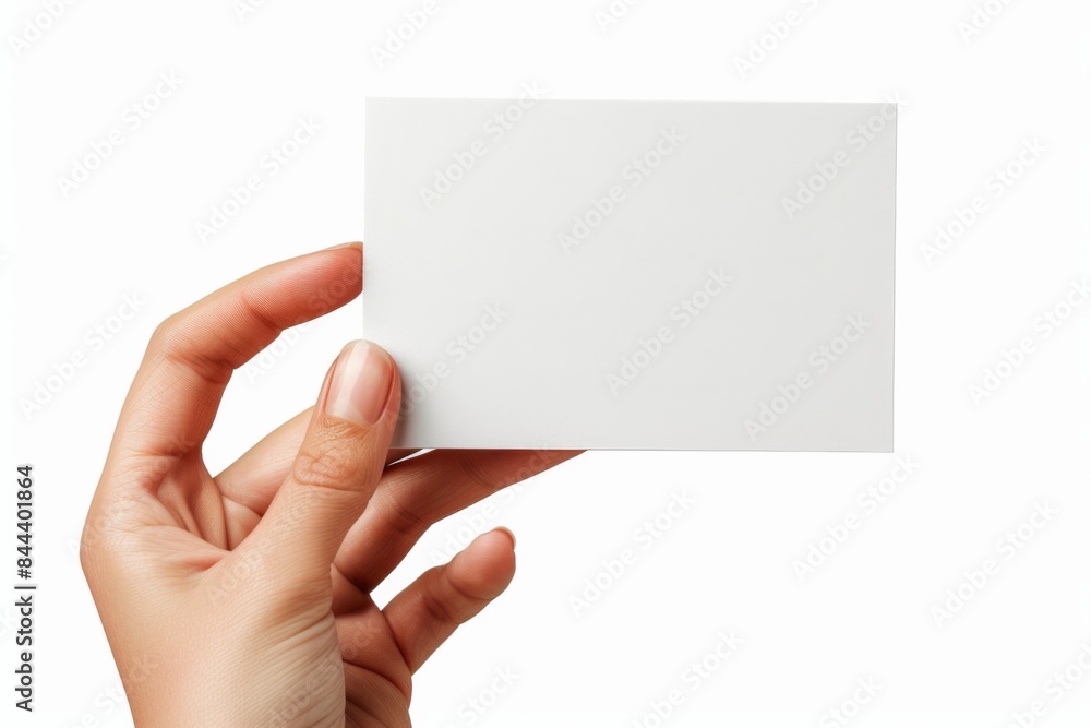 Blank White Card Mockup on Hand created with Generative AI Blank White Card Mockup on Hand created with Generative AI