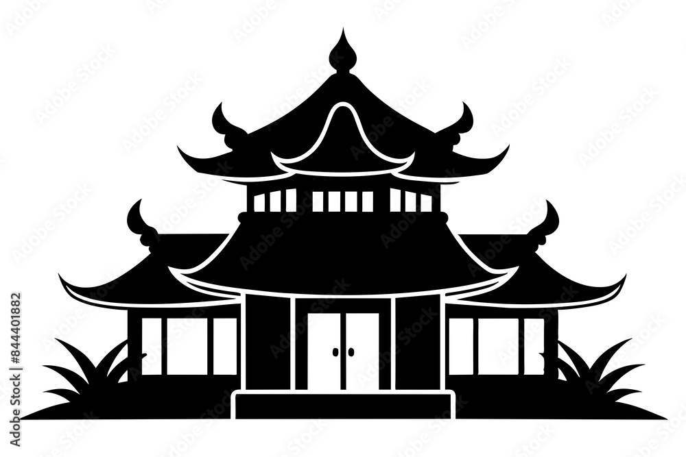 chinese house silhouette vector illustration chinese house silhouette vector illustration