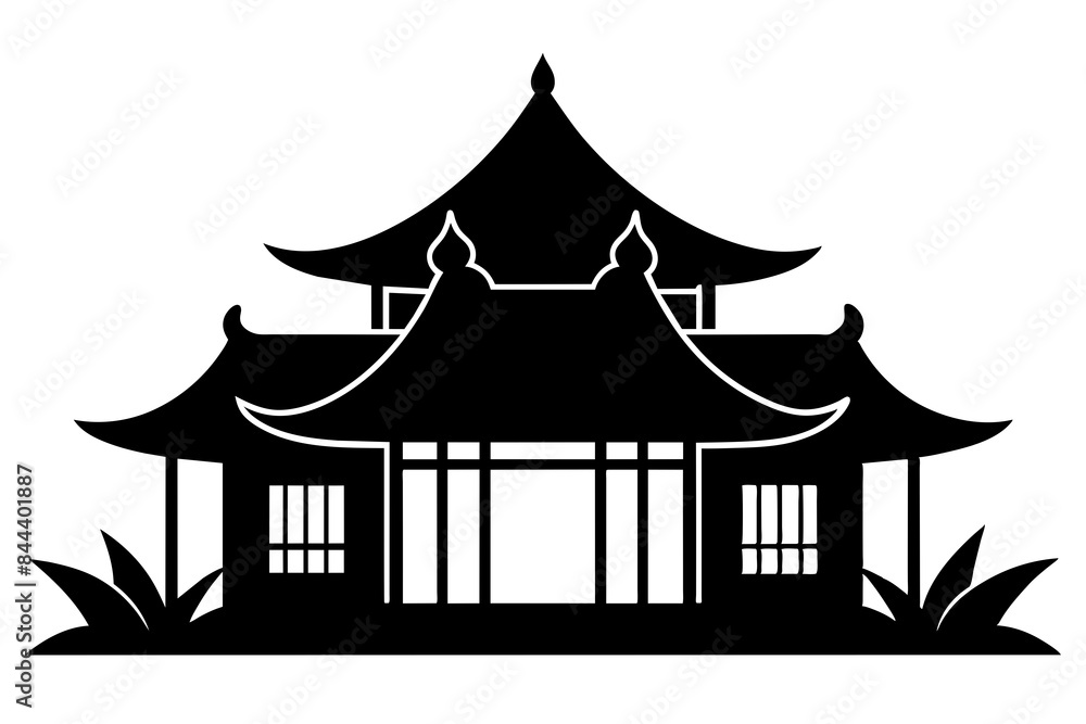 chinese house silhouette vector illustration chinese house silhouette vector illustration