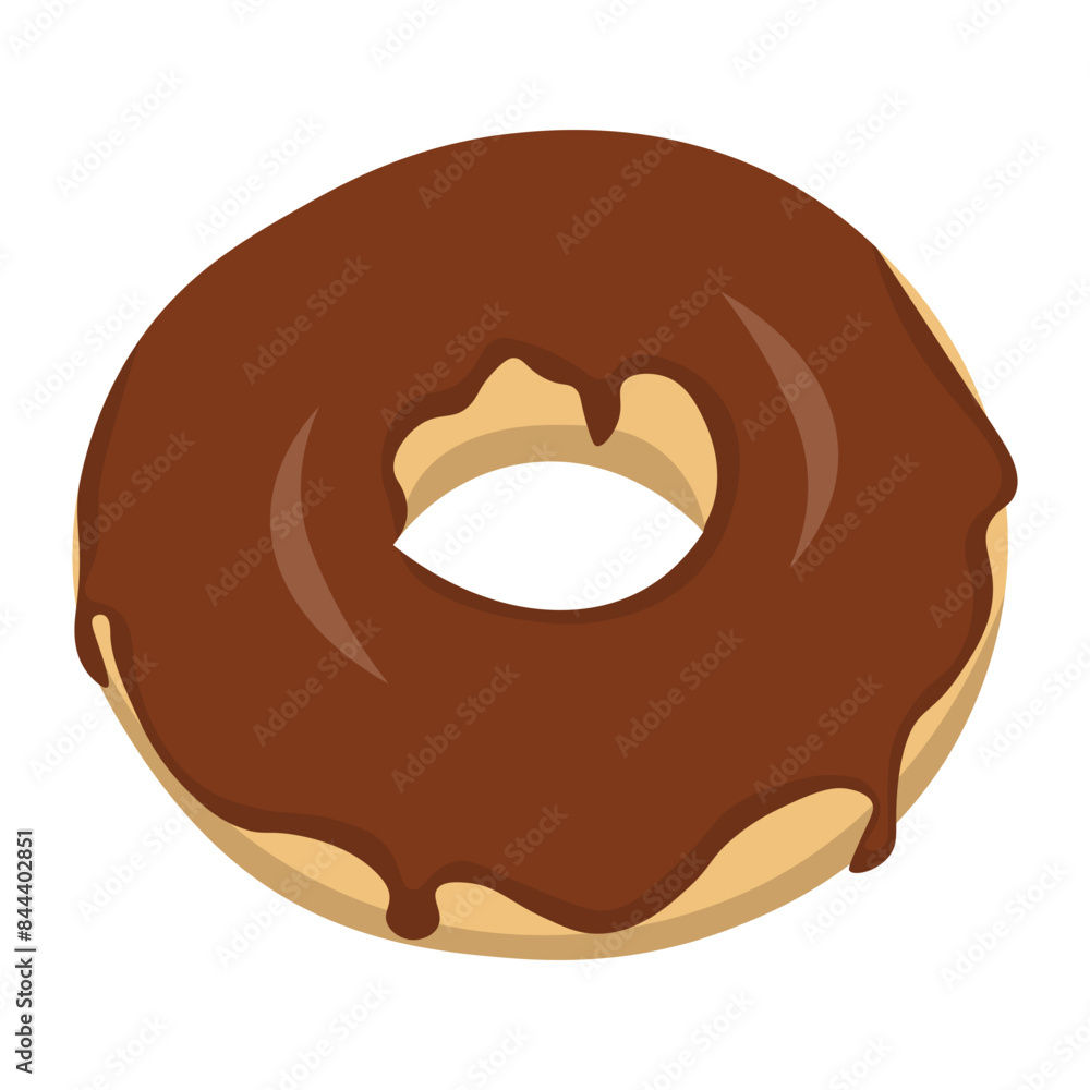Sweet chocolate donut illustration. Vector illustration of a sweet chocolate donut with chocolate ball topping isolated on a white background. Sweet chocolate donut illustration. Vector illustration of a sweet chocolate donut with chocolate ball topping isolated on a white background.