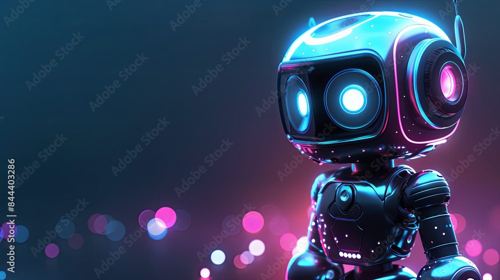Cute neon cartoon robot Cute neon cartoon robot