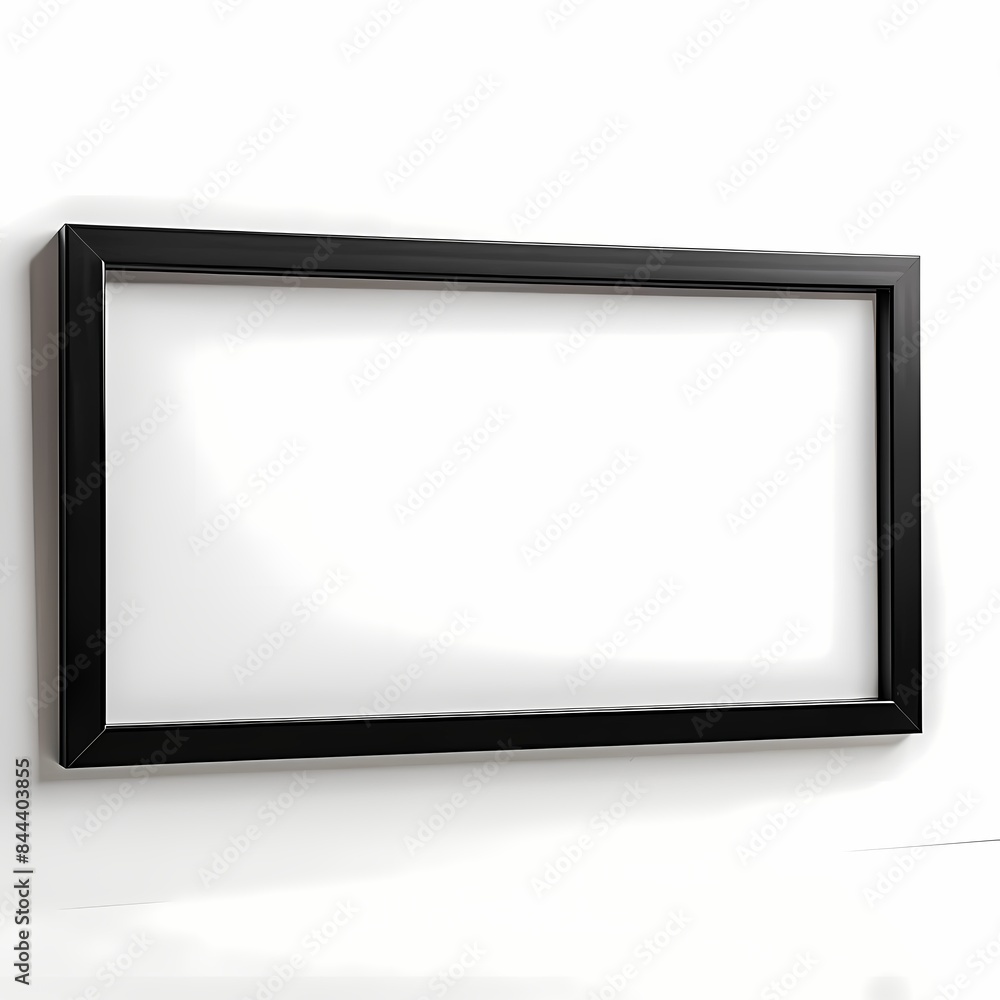 Mock up empty picture painting frame border, on white background, black wooden style Mock up empty picture painting frame border, on white background, black wooden style