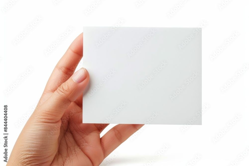 Blank White Card Mockup on Hand created with Generative AI Blank White Card Mockup on Hand created with Generative AI