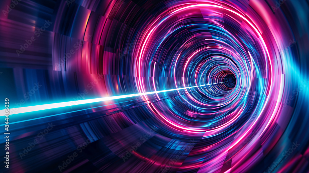 A blue and red tunnel with a blue light in the middle. Luminous abstract circular tunnel. Futuristic technological style. Illustration for banner, poster, cover, brochure or presentation A blue and red tunnel with a blue light in the middle. Luminous abstract circular tunnel. Futuristic technological style. Illustration for banner, poster, cover, brochure or presentation