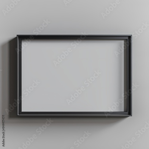 Mock up empty picture painting frame border, on white background, black wooden style