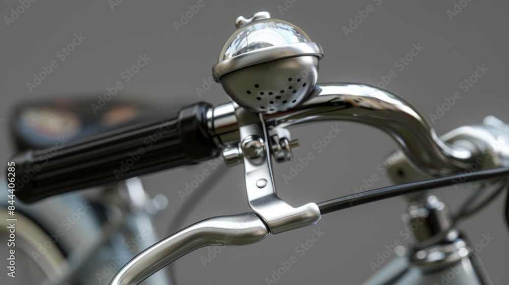 Classic bike bell and handlebar in gray color Classic bike bell and handlebar in gray color