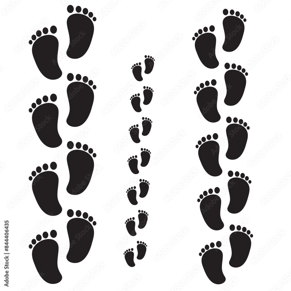 foot prints icon on white background. Black baby feet. baby foot Vector isolated on white background. vector illustration. foot prints icon on white background. Black baby feet. baby foot Vector isolated on white background. vector illustration.