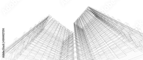 3d wireframe of building. sketch design.Vector