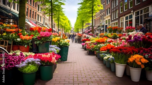 Flower market in Amsterdam, Netherlands