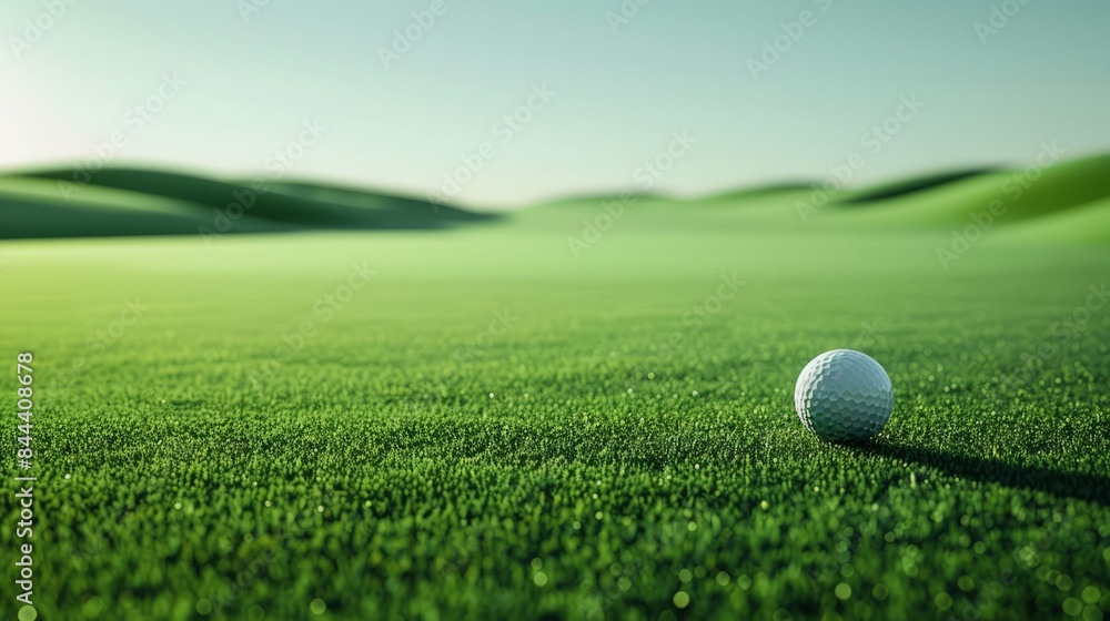 Sports and Athletic Excellence: A golf ball on a green field under a clear blue sky. Sports and Athletic Excellence: A golf ball on a green field under a clear blue sky.