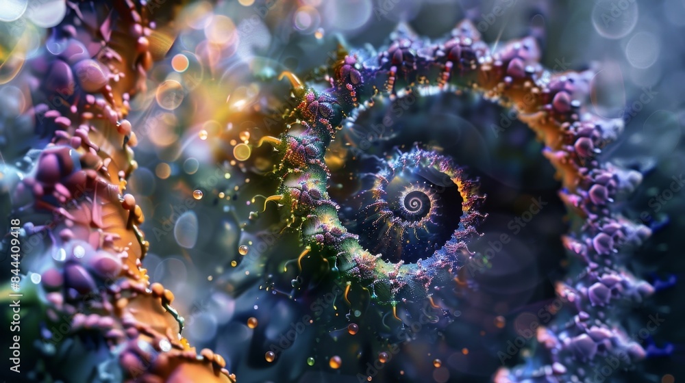 A spirallike structure with tiny moving particles symbolizing the second step of glycolysis A spirallike structure with tiny moving particles symbolizing the second step of glycolysis