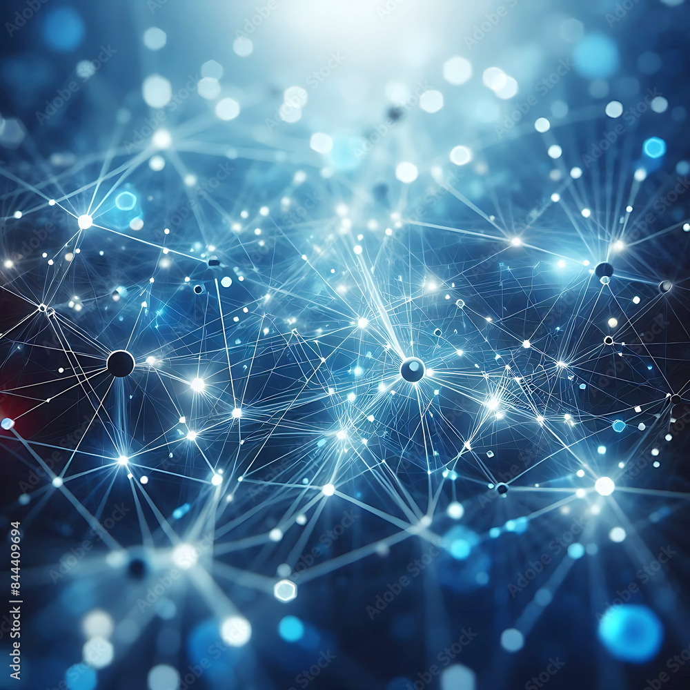 Obraz premium Abstract Network Connections with Blue Toned Dots and Lines