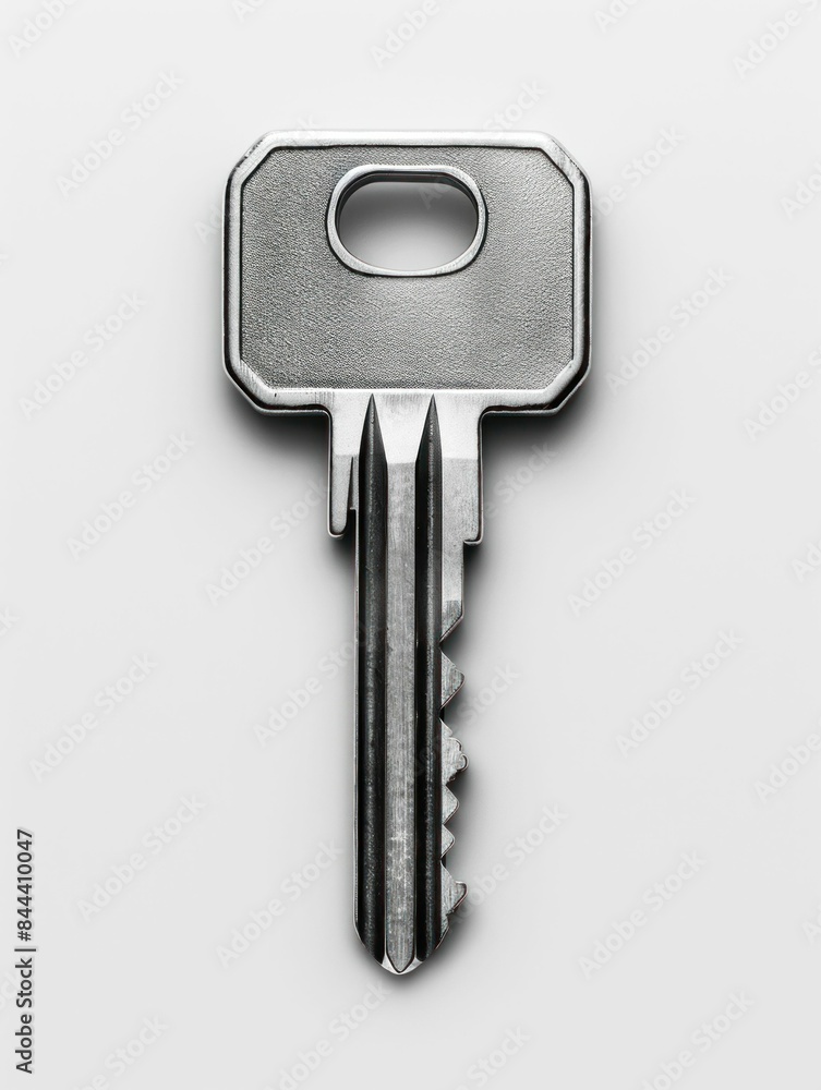 Close-Up of a Silver Key on White Background. Generative ai Close-Up of a Silver Key on White Background. Generative ai
