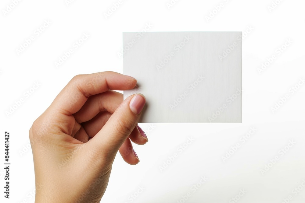 Obraz premium Blank White Card Mockup on Hand created with Generative AI