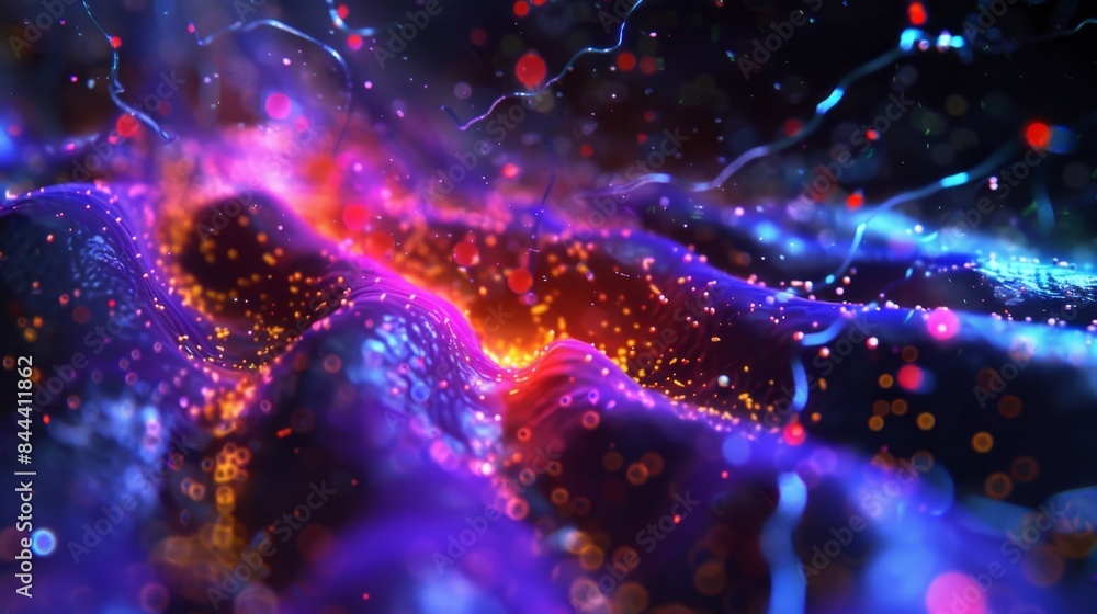 A timelapse video showing the dynamic process of protein glycosylation with fluorescently labeled molecules moving through the Golgi apparatus A timelapse video showing the dynamic process of protein glycosylation with fluorescently labeled molecules moving through the Golgi apparatus