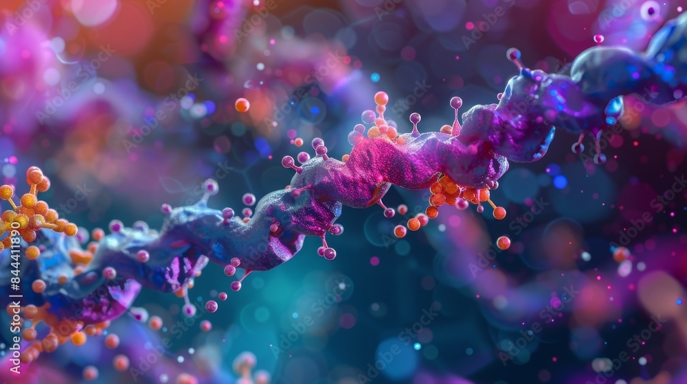 A closeup view of a lectin protein binding to a glycosylated sugar molecule illustrating how these interactions are involved in cell adhesion and signaling A closeup view of a lectin protein binding to a glycosylated sugar molecule illustrating how these interactions are involved in cell adhesion and signaling