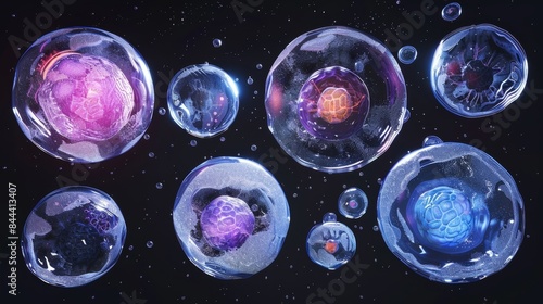 A series of timelapse images showing the dynamic process of differentiation in embryonic stem cells as they gradually acquire specialized features and functions photo