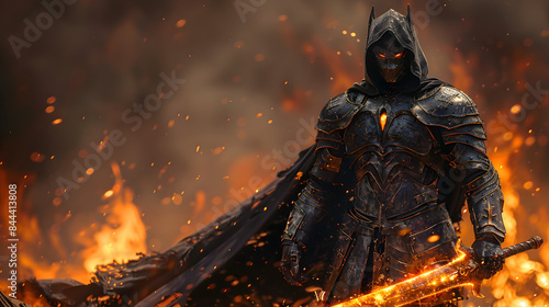 Cool 3D fire sword dark knight