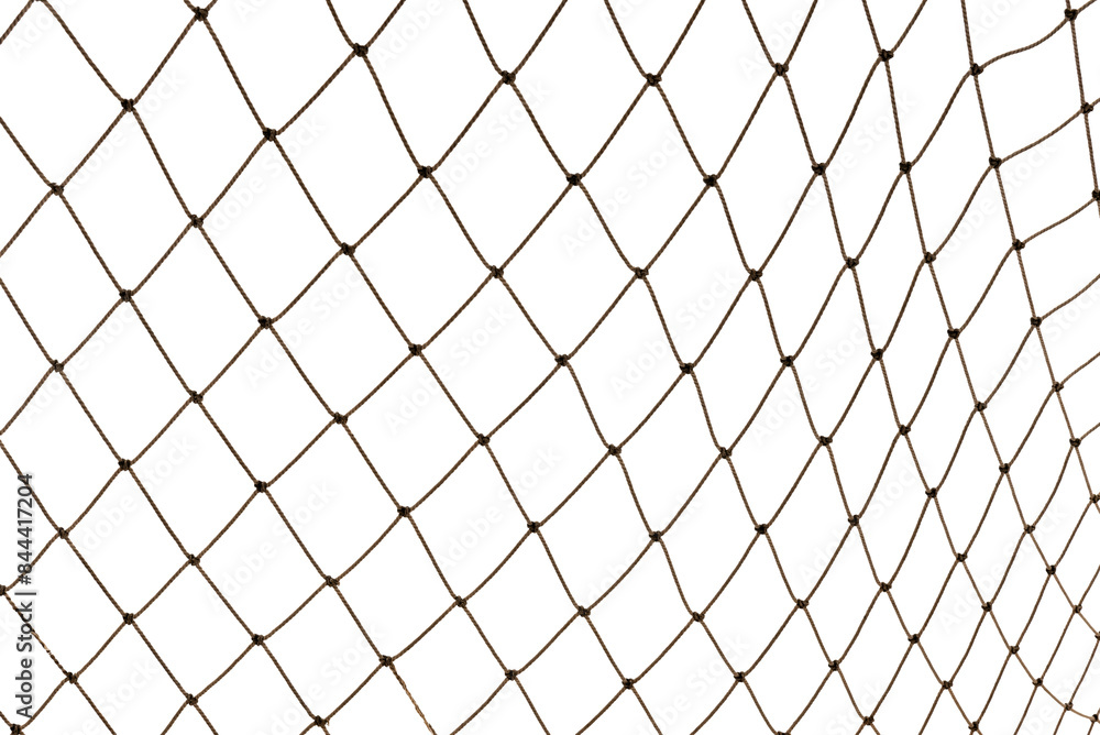 Football or tennis net. Rope mesh on a white background close-up Football or tennis net. Rope mesh on a white background close-up