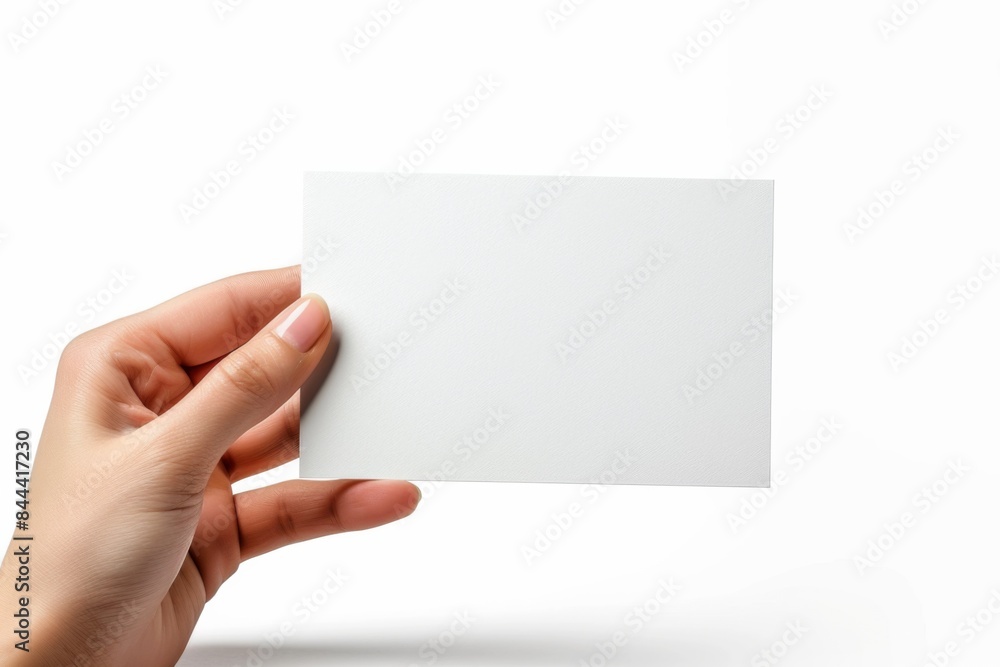 Blank White Card Mockup on Hand created with Generative AI Blank White Card Mockup on Hand created with Generative AI