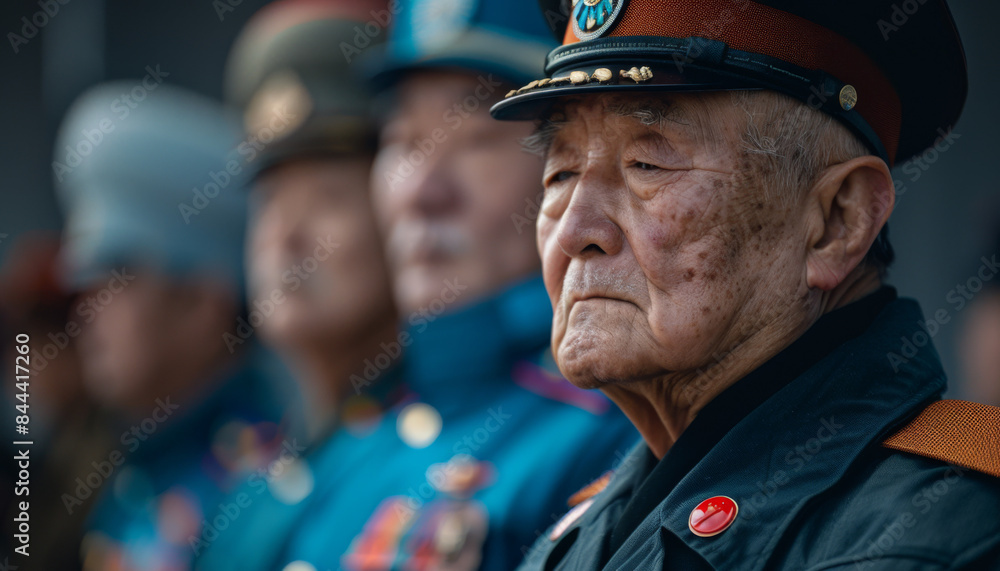 A group of men in military uniforms are standing together A group of men in military uniforms are standing together