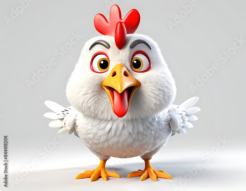 Cartoon chicken sticking its tongue out in a playful and silly pose. Ideal for children's illustrations, mascots, funny food graphics, and summer themes