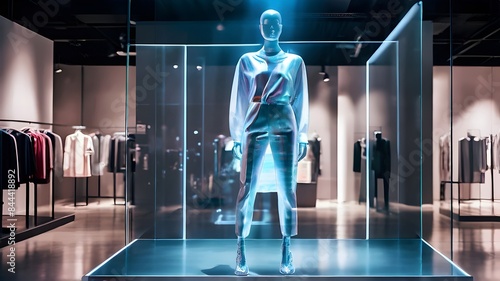 full-body-hologram-mannequin-in-a-fashion-store-it-looks-like-a-real-person photo