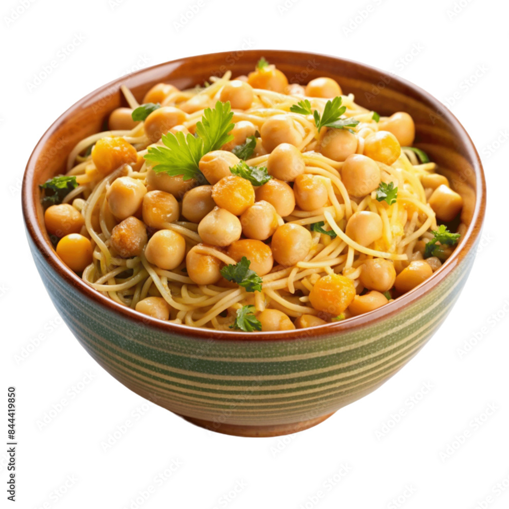 Garbanzos con fideos on bowl isolated on Transparent background. Garbanzos con fideos on bowl isolated on Transparent background.