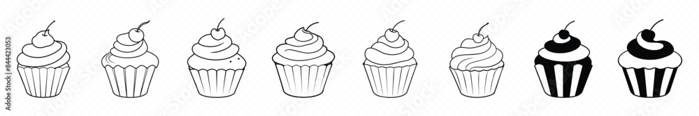Cupcake icon, Creative Cupcake Muffin Logo, Cupcake icon line style isolated on white background, Cake sign icon, Simple cupcake flat icon design Cupcake icon, Creative Cupcake Muffin Logo, Cupcake icon line style isolated on white background, Cake sign icon, Simple cupcake flat icon design