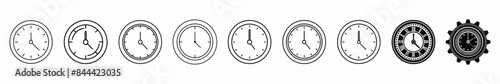 Set of clock icon, Clock icon in flat style, Time icon design. Task time icon in modern outline style design. clock sign.
