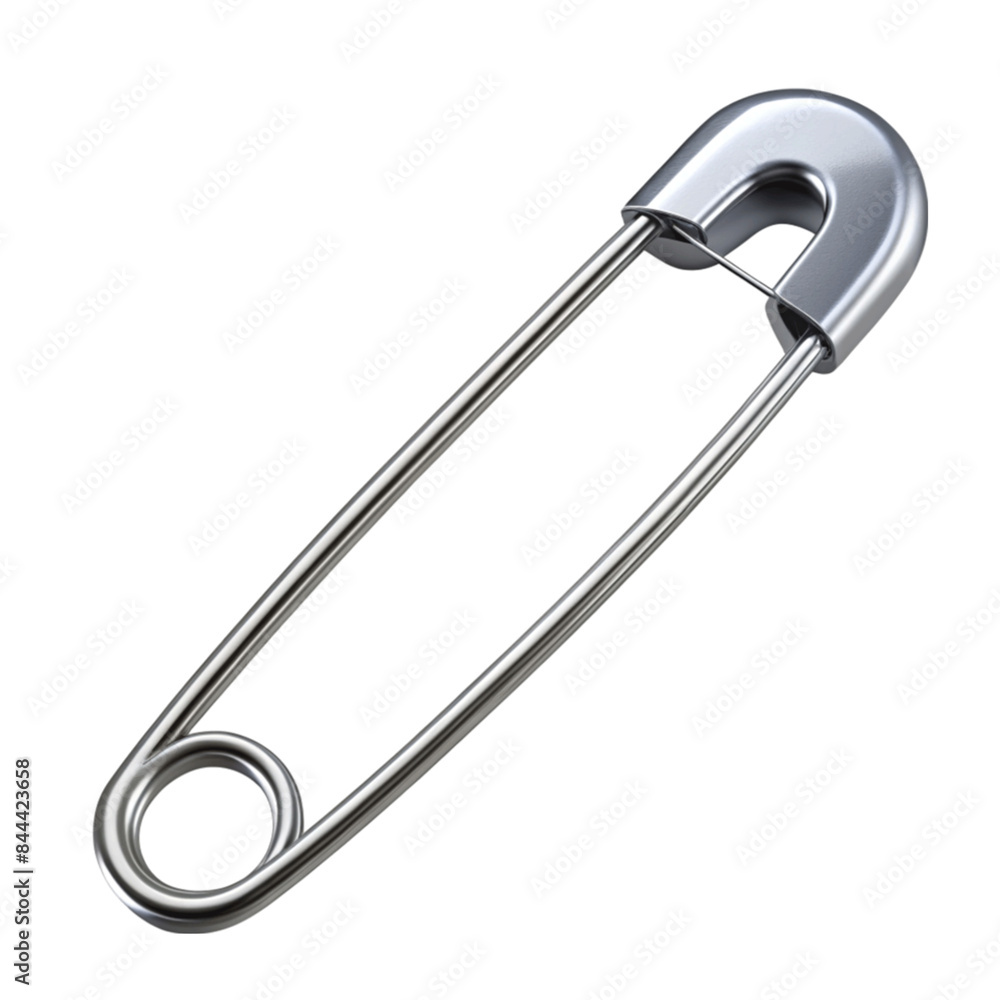 One open safety pin silver isolated on transparent background. One open safety pin silver isolated on transparent background.