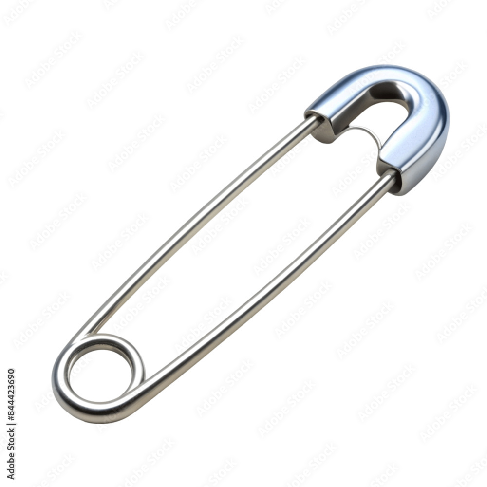 One open safety pin silver isolated on transparent background. One open safety pin silver isolated on transparent background.