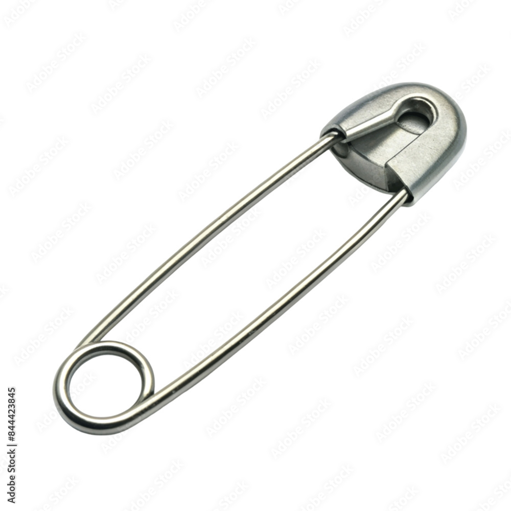 One open safety pin silver isolated on transparent background. One open safety pin silver isolated on transparent background.
